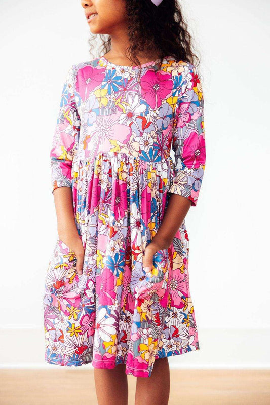 Mauve What's Up Buttercup 3/4 Sleeve Pocket Twirl Dress - Mila & Rose ® - Flyclothing LLC