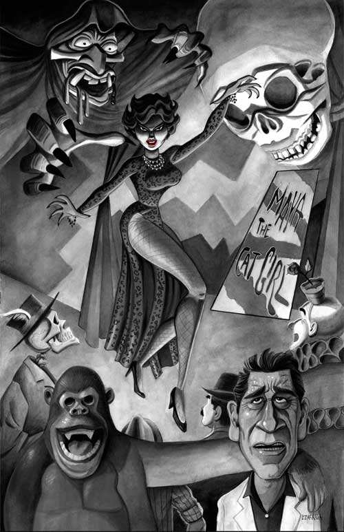 Black Market Art Company Maya the Cat Girl (B&W) Print - Black Market Art Company - Flyclothing LLC