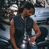 Black Diamond - Mens Premium Leather Diamond Stitch Club Vest - Unik Just for Bikers - Flyclothing LLC