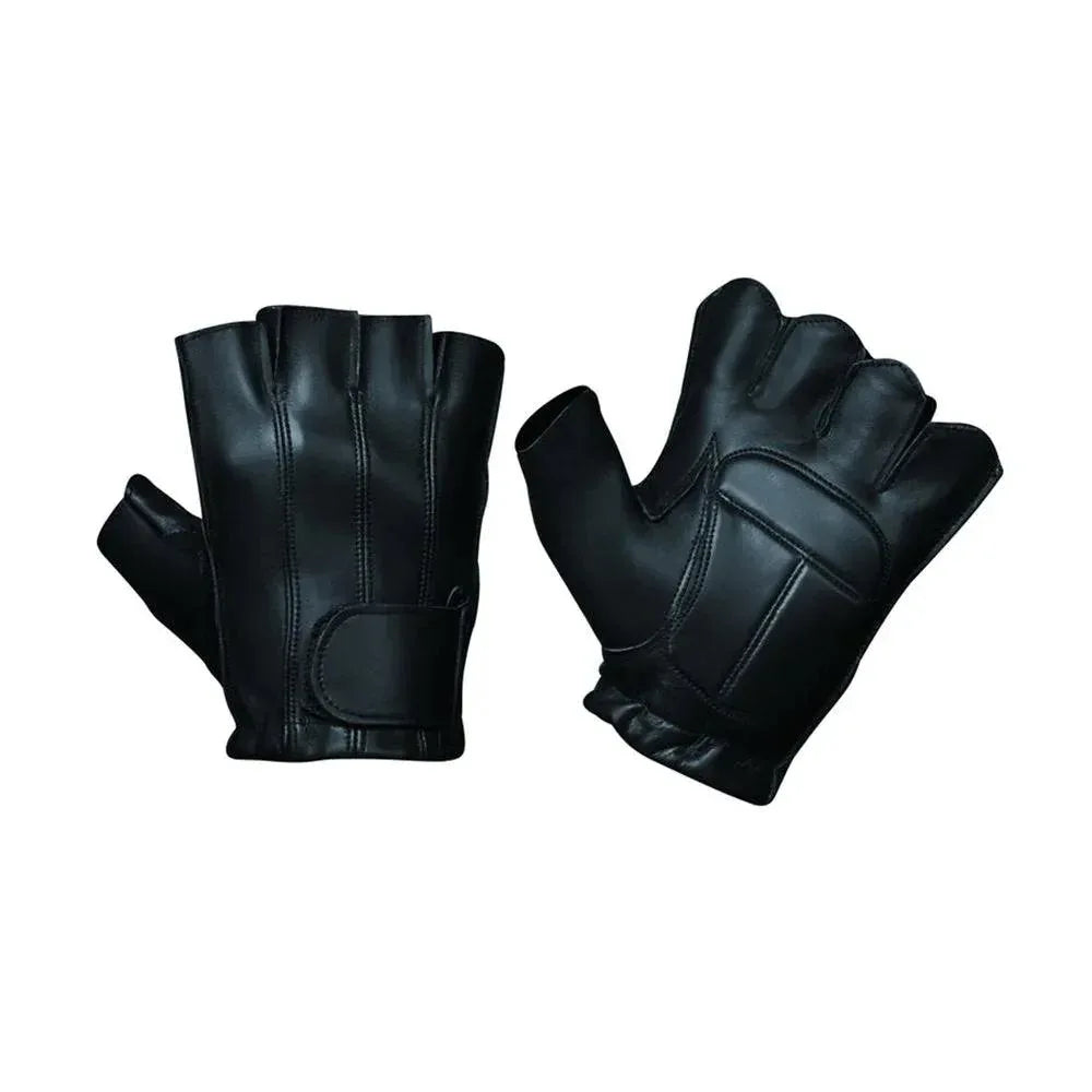 Mens Fingerless Leather Gloves - Unik Just for Bikers - Flyclothing LLC