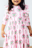 Merry Mistletoe 3/4 Sleeve Ruffle Twirl Dress