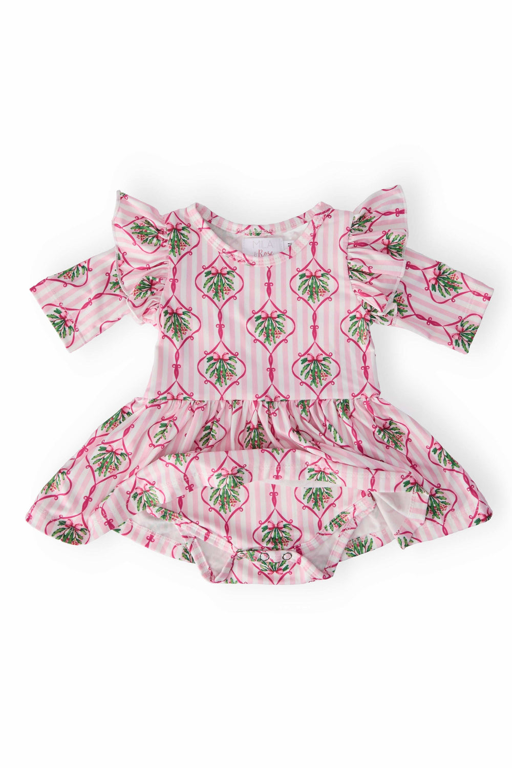 Merry Mistletoe 3/4 Sleeve Twirl Flutter Bodysuit - Mila & Rose ® - Flyclothing LLC