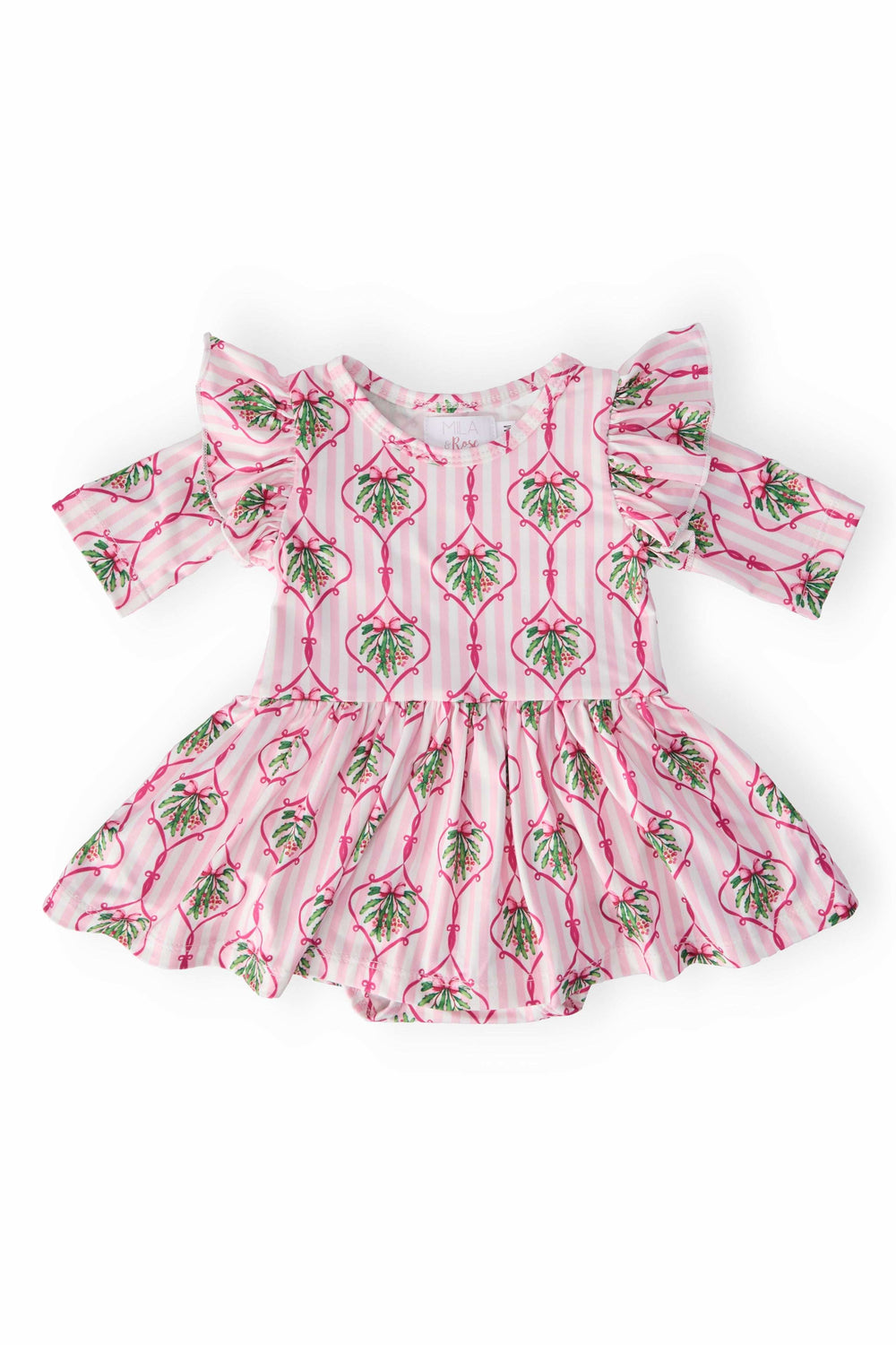 Merry Mistletoe 3/4 Sleeve Twirl Flutter Bodysuit - Mila & Rose ® - Flyclothing LLC