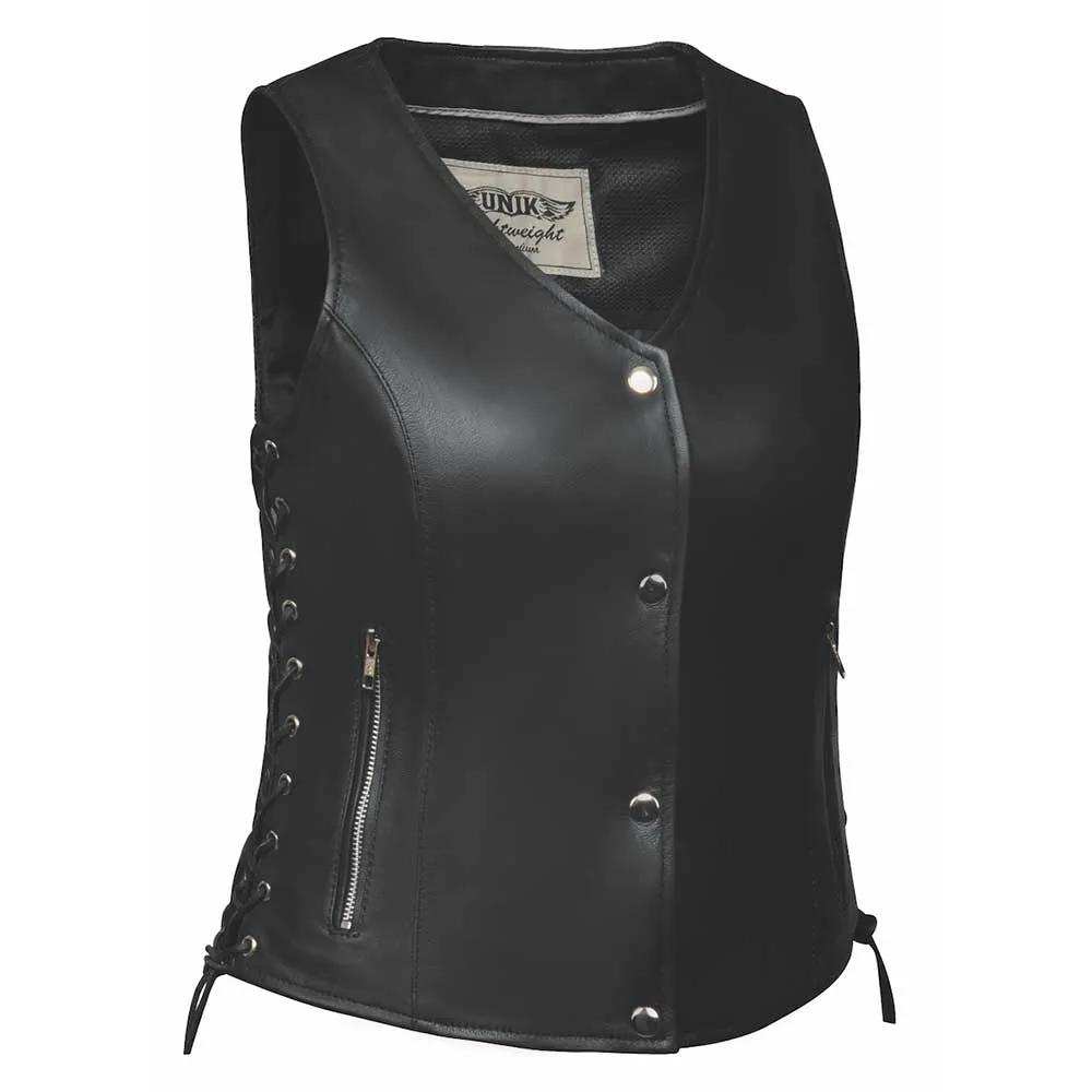 Mesa - Ladies Premium Leather Vest - Unik Just for Bikers - Flyclothing LLC