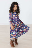 Midnight Rainbow 3/4 Sleeve Pocket Twirl Dress - Mila & Rose ® - Flyclothing LLC