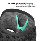 The Midnight Flora | Black Tonal Tropical Ball Hammock® Pouch Underwear With Fly - Shinesty - Flyclothing LLC