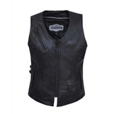 Midnight Cowgirl - Ladies Premium Leather Vest - Unik Just for Bikers - Flyclothing LLC