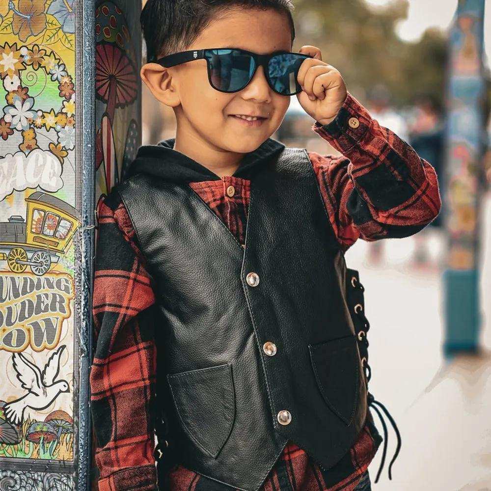 1016.SL - Toddlers Motorcycle Biker Leather Vest – Little Riders - Unik Just for Bikers - Flyclothing LLC