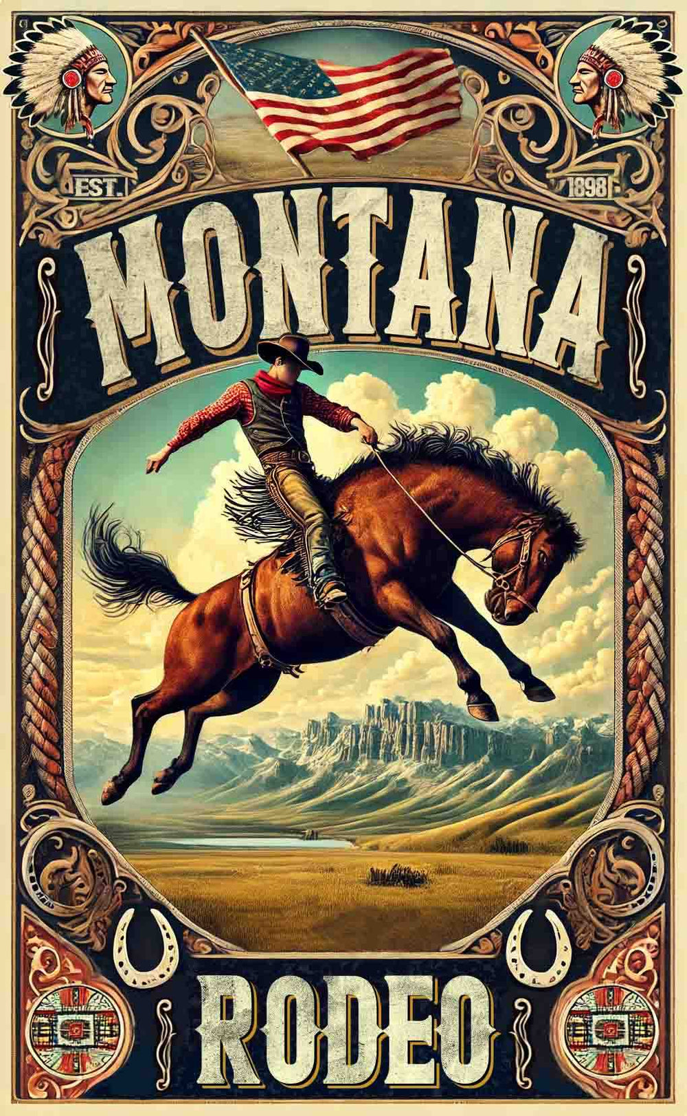 Black Market Art Company Montana Rodeo Poster & Art Print / Wall Art / Western Decor Print - Black Market Art Company - Flyclothing LLC