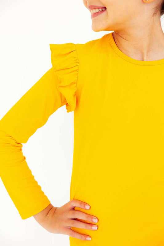 Mustard L/S Ruffle Tee - Mila & Rose ® - Flyclothing LLC