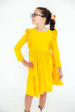 Mustard L/S Ruffle Twirl Dress - Mila & Rose ® - Flyclothing LLC