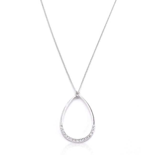 Rhodium Plated Crystal Teardrop Necklace - JGI - Flyclothing LLC