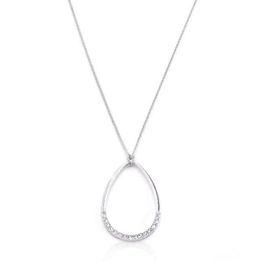 Rhodium Plated Crystal Teardrop Necklace - JGI - Flyclothing LLC