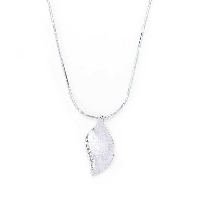 Rhodium Plated Crystal Leaf Necklace - JGI - Flyclothing LLC