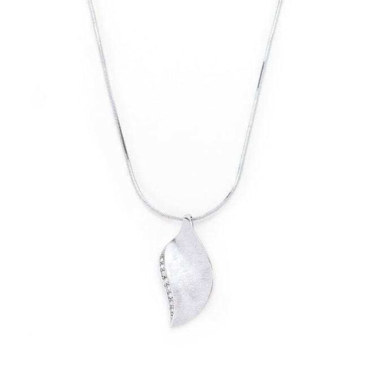 Rhodium Plated Crystal Leaf Necklace - JGI - Flyclothing LLC