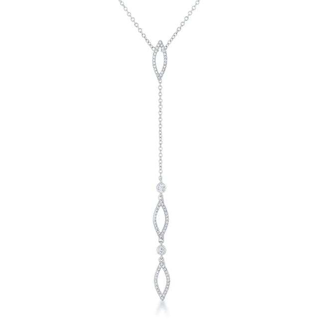 Carmela 0.6ct CZ Rhodium Classic Drop Lariat Necklace - JGI - Flyclothing LLC