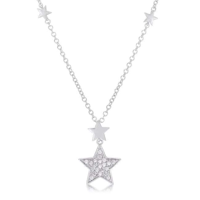 .32Ct Rhodium Star Necklace with Shimmering CZ - JGI - Flyclothing LLC