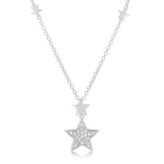 .32Ct Rhodium Star Necklace with Shimmering CZ - JGI - Flyclothing LLC