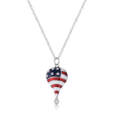 .1 Ct Patriotic Hot Air Balloon Rhodium Necklace with CZ - JGI - Flyclothing LLC