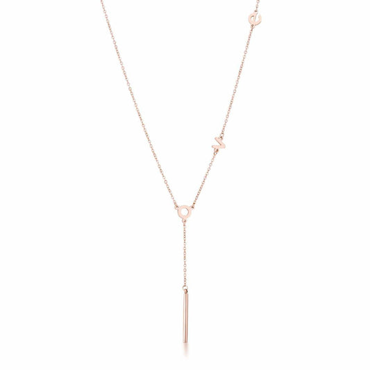 Stainless Steel Rose Goldtone LOVE Necklace - JGI - Flyclothing LLC