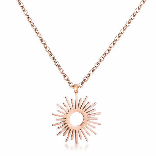 Rose Goldtone Sunburst Necklace - JGI - Flyclothing LLC