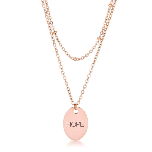 Rose Gold Plated Double Chain HOPE Necklace - JGI - Flyclothing LLC
