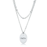 Stainless Steel Double Chain FAITH Necklace - JGI - Flyclothing LLC