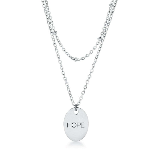 Stainless Steel Double Chain HOPE Necklace - JGI - Flyclothing LLC