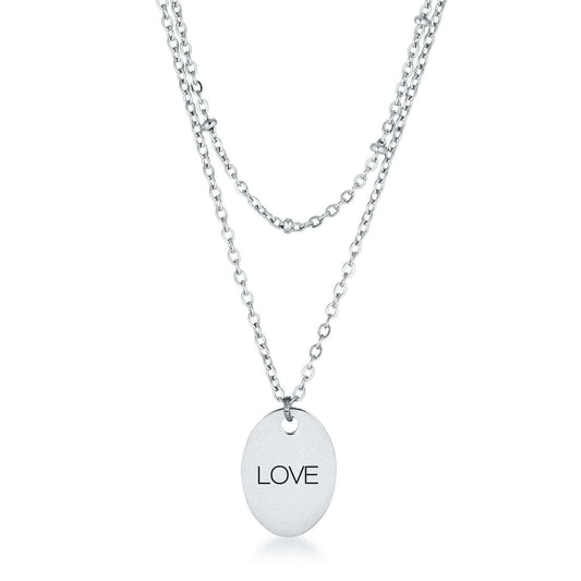 Stainless Steel Double Chain LOVE Necklace - JGI - Flyclothing LLC