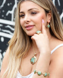 Blue Turquoise Square Golden Pendant Necklace - Barse Jewelry - Flyclothing LLC