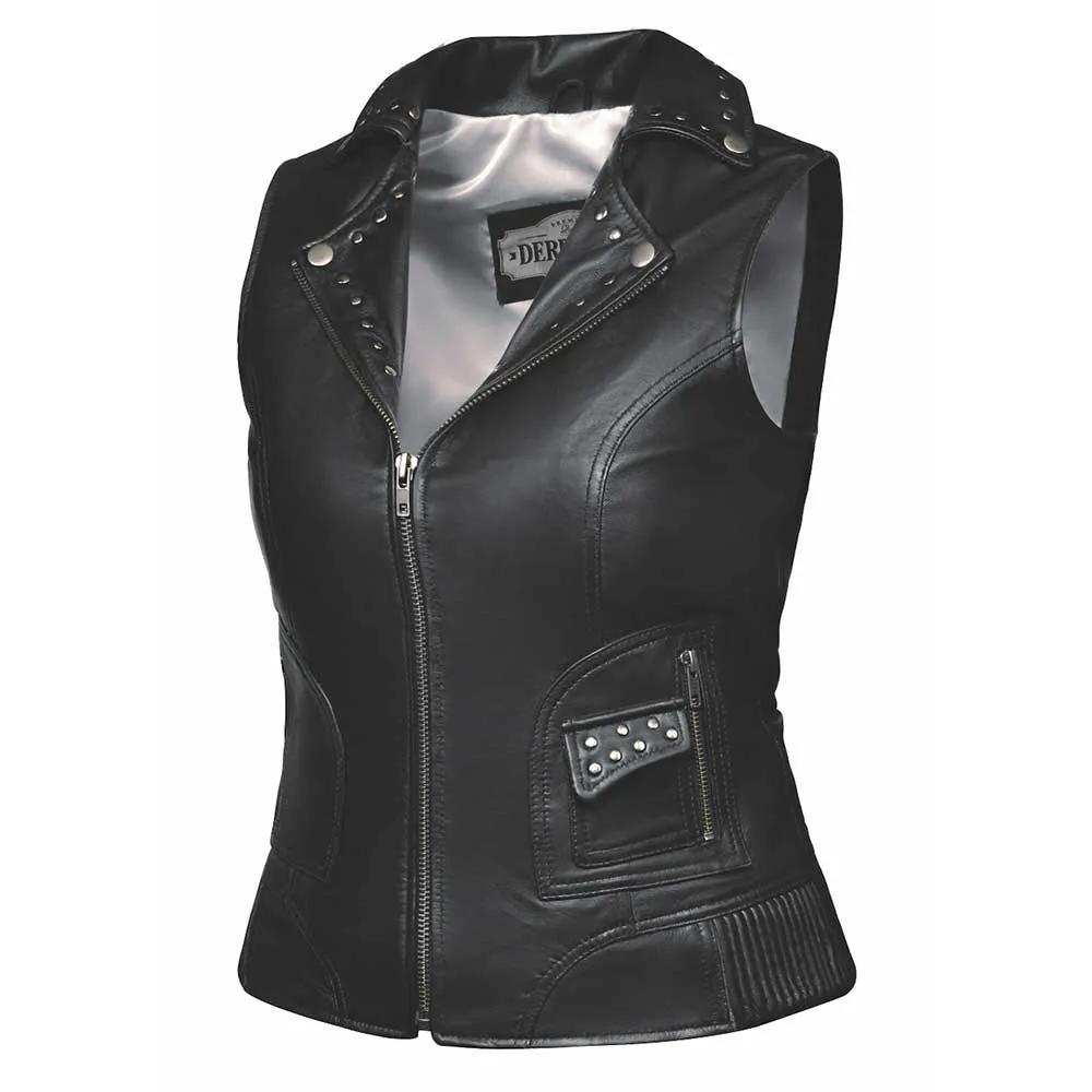 Nancy - Ladies Premium Leather Vest - Unik Just for Bikers - Flyclothing LLC