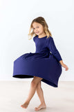 Navy 3/4 Sleeve Pocket Twirl Dress - Mila & Rose ® - Flyclothing LLC