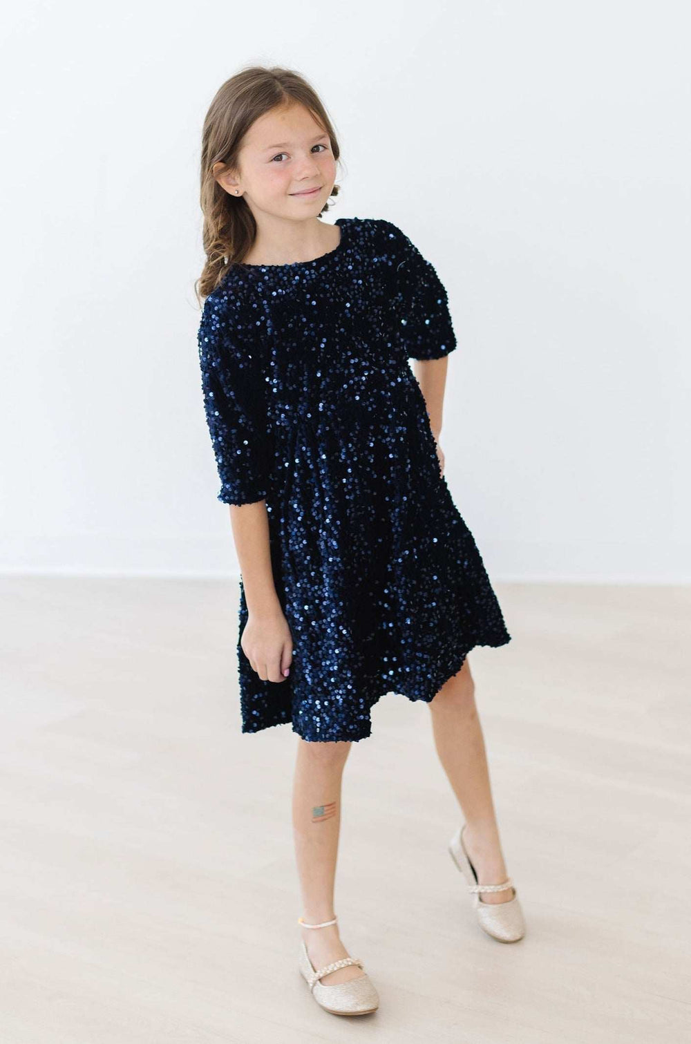 Navy Velvet Sequin Dress - Mila & Rose ® - Flyclothing LLC