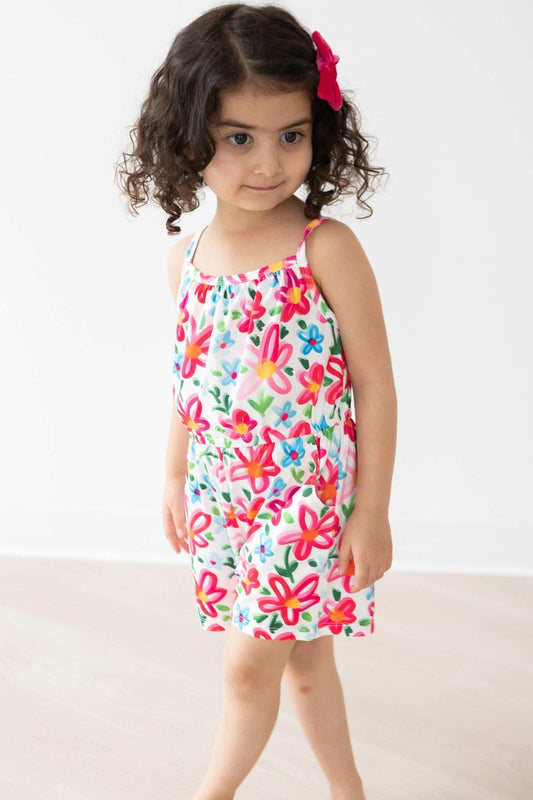 Neon Floral Strappy Play Romper - Mila & Rose ® - Flyclothing LLC