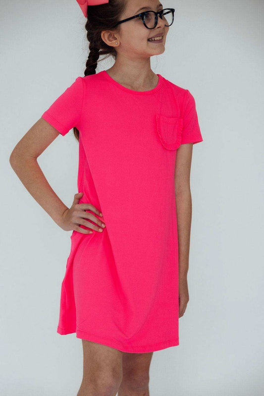 Neon Pink T-Shirt Dress - Mila & Rose ® - Flyclothing LLC