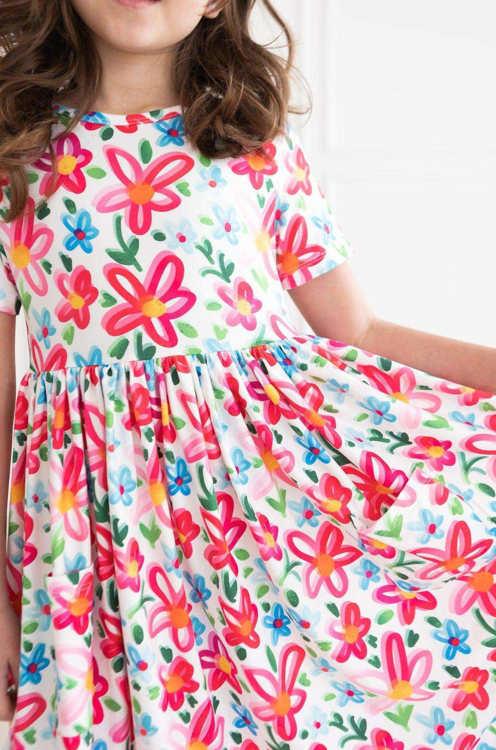 Neon Floral S/S Pocket Twirl Dress - Mila & Rose ® - Flyclothing LLC