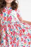 Neon Floral S/S Pocket Twirl Dress - Mila & Rose ® - Flyclothing LLC