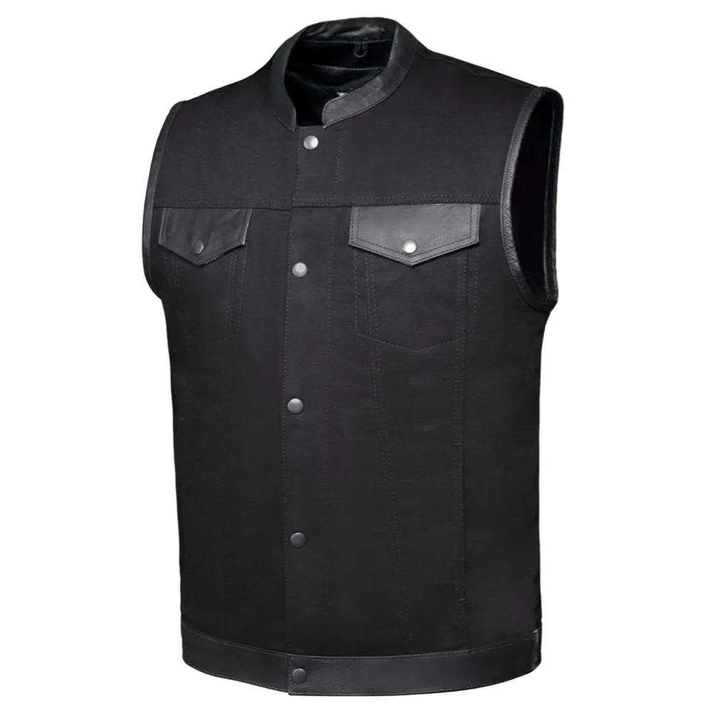 Nightrider - Mens Denim Leather Club Vest - Unik Just for Bikers - Flyclothing LLC