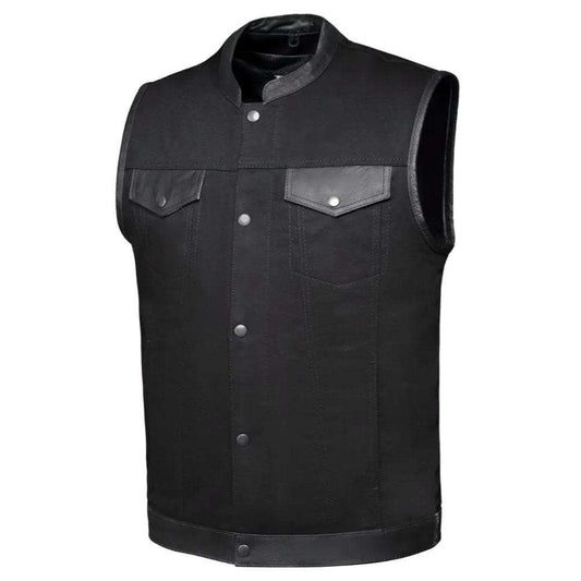 Nightrider - Mens Denim Leather Club Vest - Unik Just for Bikers - Flyclothing LLC