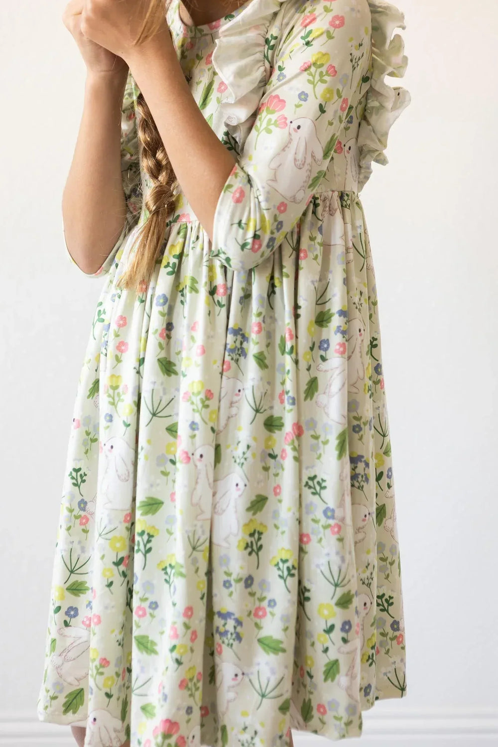 No Bunny Like You 3/4 Sleeve Ruffle Twirl Dress - Mila & Rose ® - Flyclothing LLC