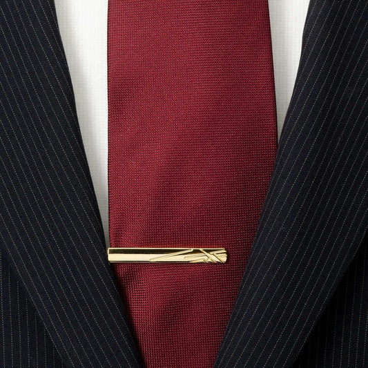 Gold Etched Lines Tie Clip - Cufflinks.com - Flyclothing LLC