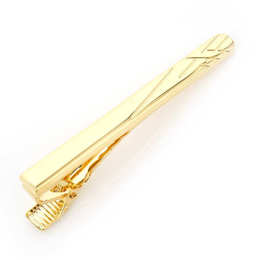 Gold Etched Lines Tie Clip - Cufflinks.com - Flyclothing LLC