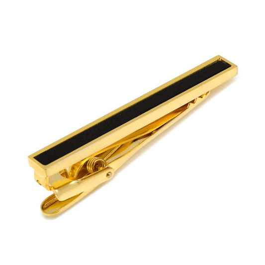 Gold and Onyx Inlaid Tie Clip - Cufflinks.com - Flyclothing LLC