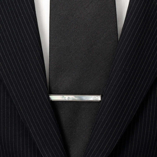 Gunmetal and Mother of Pearl Inlaid Tie Clip - Cufflinks.com - Flyclothing LLC