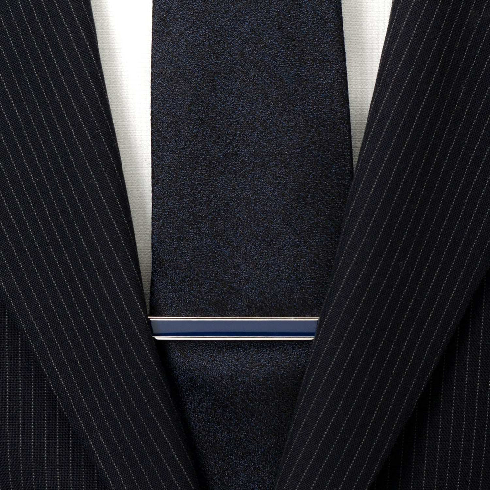 Navy Enamel Inlaid Tie Clip - Cufflinks.com - Flyclothing LLC