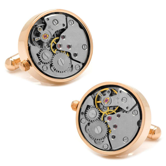 Rose Gold Watch Movement Cufflinks - Cufflinks.com - Flyclothing LLC
