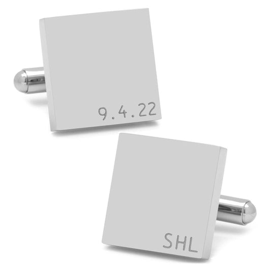Typewriter Wedding Day Engravable Square Cufflinks - Cufflinks.com - Flyclothing LLC