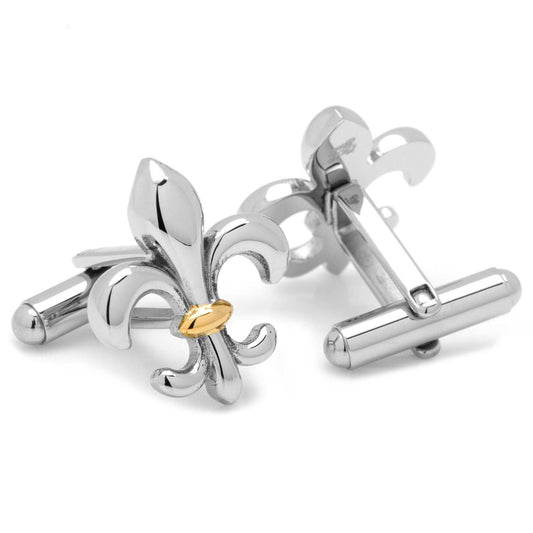 Sterling Silver Two-Tone Fleur De Lis Cufflinks - Cufflinks.com - Flyclothing LLC