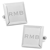 Stainless Steel Beveled Edge Engravable Square Cufflinks - Cufflinks.com - Flyclothing LLC