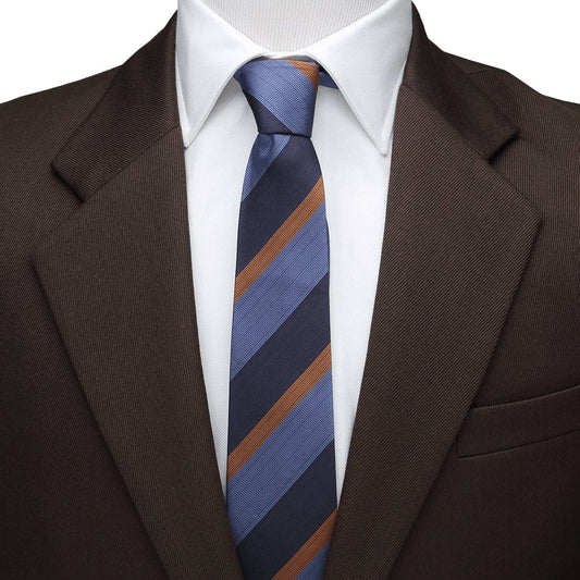The Andrew Tie (Blue Orange Stripe Men's Tie) - Cufflinks.com - Flyclothing LLC